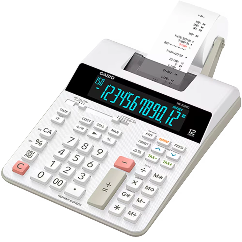 Printing Calculators - HR-300RC Illuminated LCD Printing Calculator
